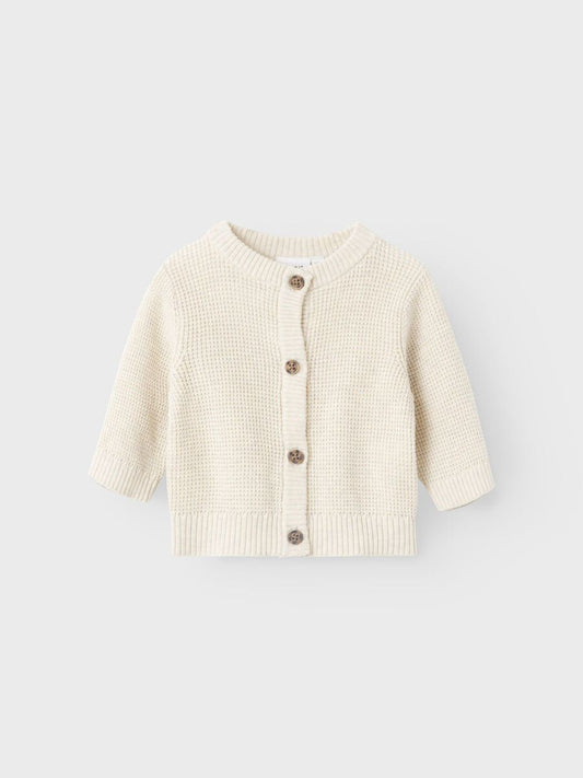 Waffelstrickjacke Name It in Peyote Melange aus 100% Bio-Baumwolle für Babys