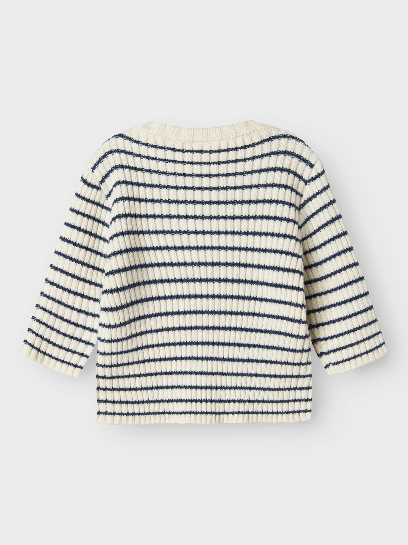 schöner gestreifter strickpullover von name it mit blauen streifen - rückansicht