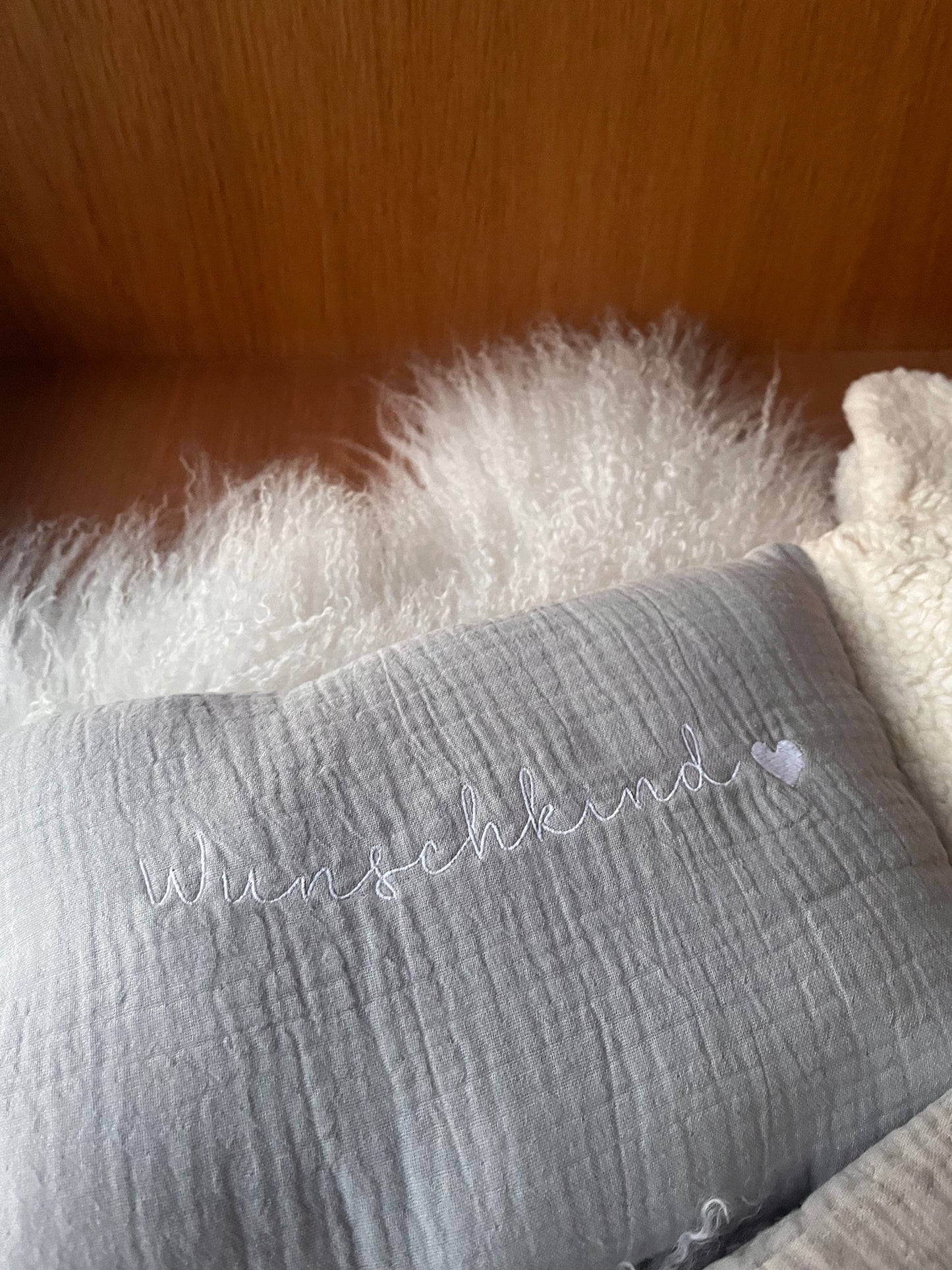 Kuschelschaf + Dinkelkissen "Wunschkind"