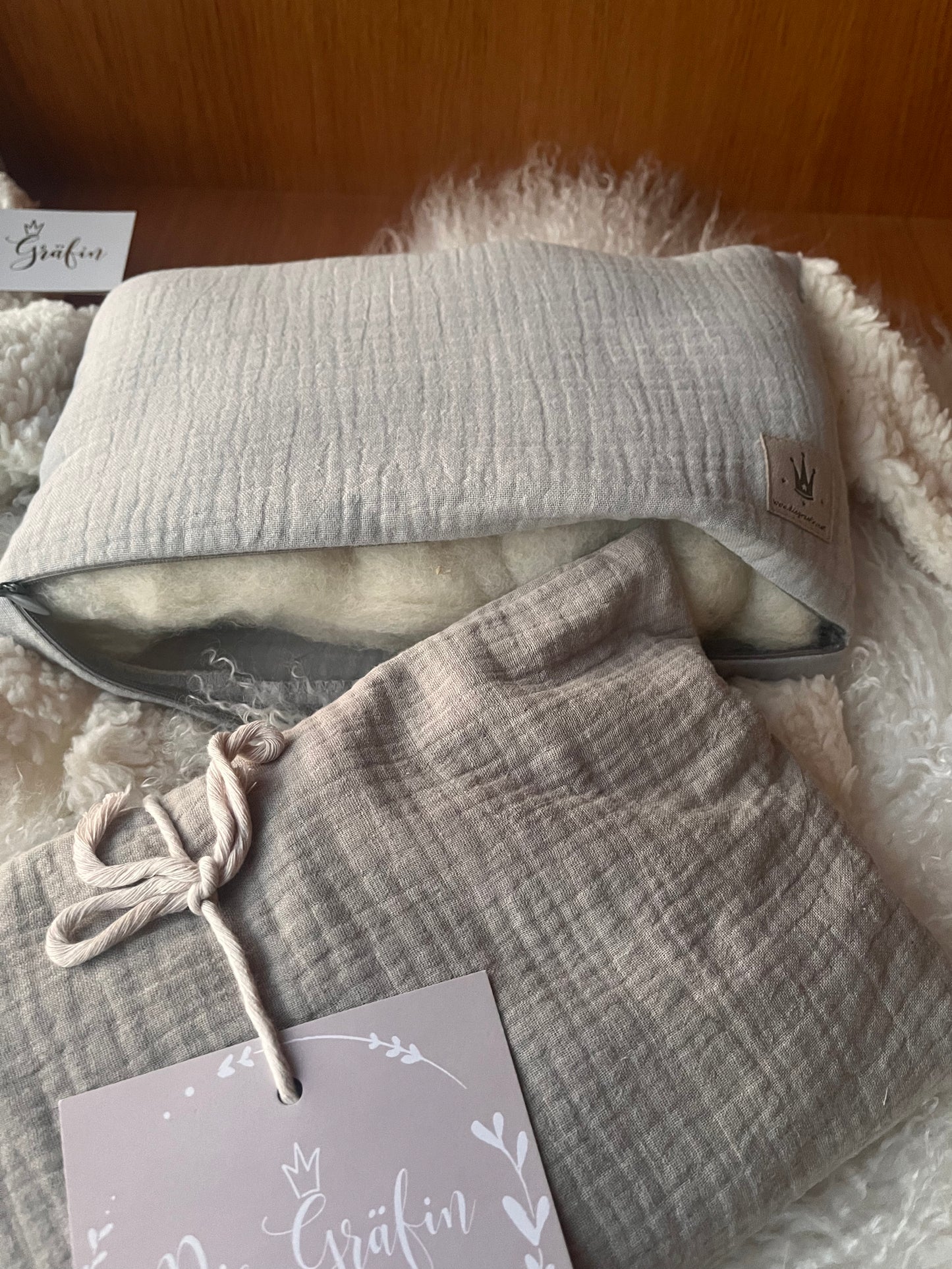 Kuschelschaf + Dinkelkissen "Wunschkind"