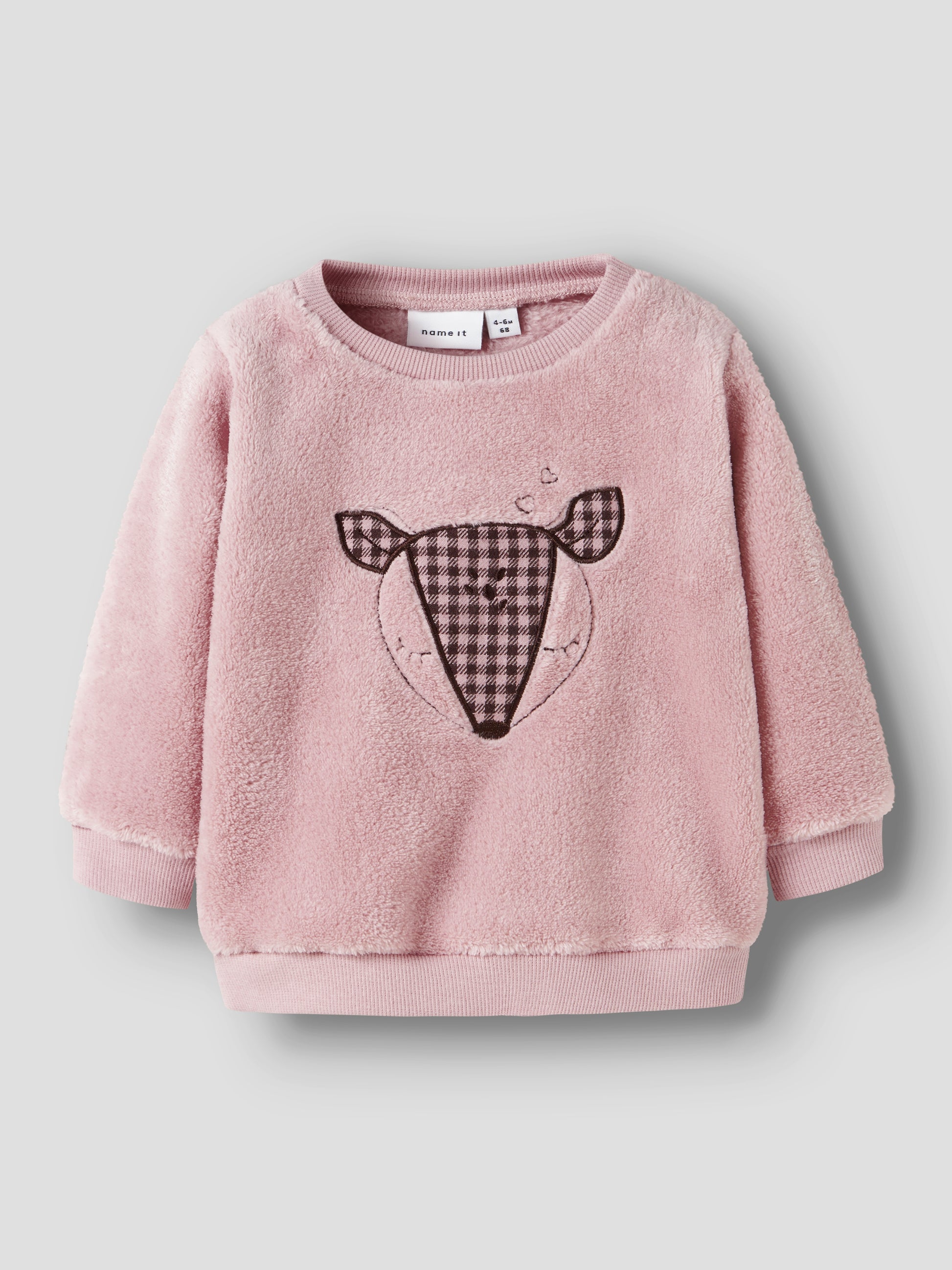 Sweatshirt Reh Name It in Burnished Lilac aus 100% recyceltem Polyester für Babys - Vorderansicht
