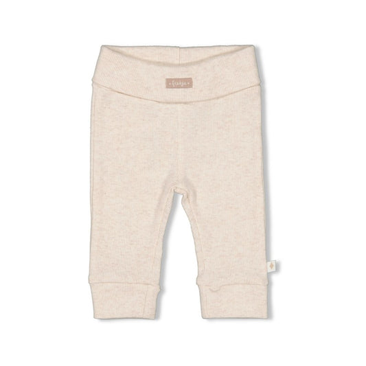beige gerippte stoffhose mit umschlagbaren hosenbund aus baumwolle von feetje - vorderansicht