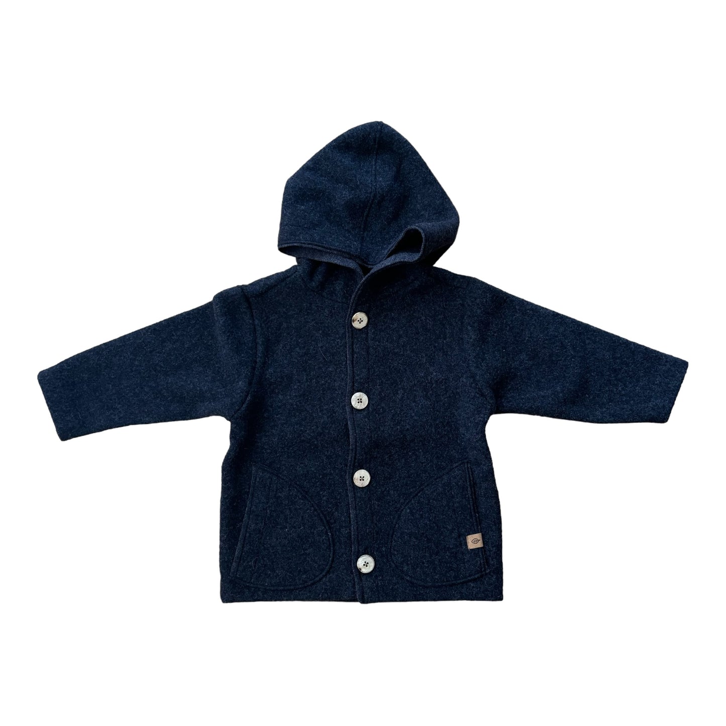 Anthrazitfarbene Walk-Jacke PurePure aus Wolle mit Umlegekragen und Knopfverschluss für Babys