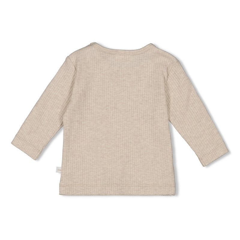 geripptes sweatshirt mit kleinem pilzmotiv aus baumwolle von feetje mit zwei druckknöpfen an der schulter - rückansicht