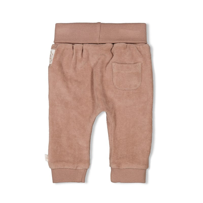 hose aus frotteestoff mit hosentaschen und umklappbarem hosenbund für babys von feetje - rückansicht