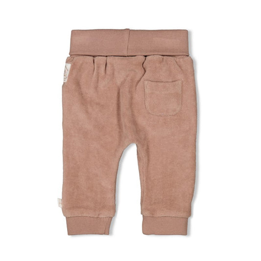 hose aus frotteestoff mit hosentaschen und umklappbarem hosenbund für babys von feetje - rückansicht