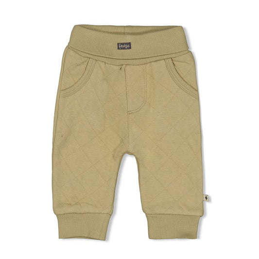 grüne dicke stoffhose für den herbst und winter aus baumwolle für babys und kinder von feetje - vorderansicht