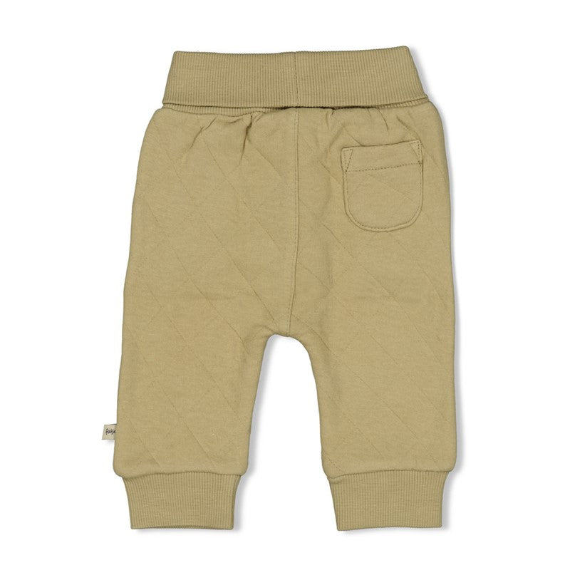 grüne dicke stoffhose für den herbst und winter aus baumwolle für babys und kinder von feetje - rückansicht