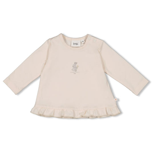 Longsleeve it Hasenmotiv und Rüschen , Druckknopf aus baumwolle- Vorderansicht