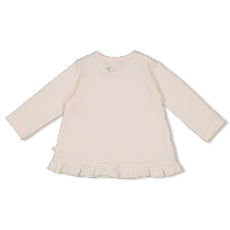Longsleeve it Hasenmotiv und Rüschen , Druckknopf aus baumwolle- Rückansicht