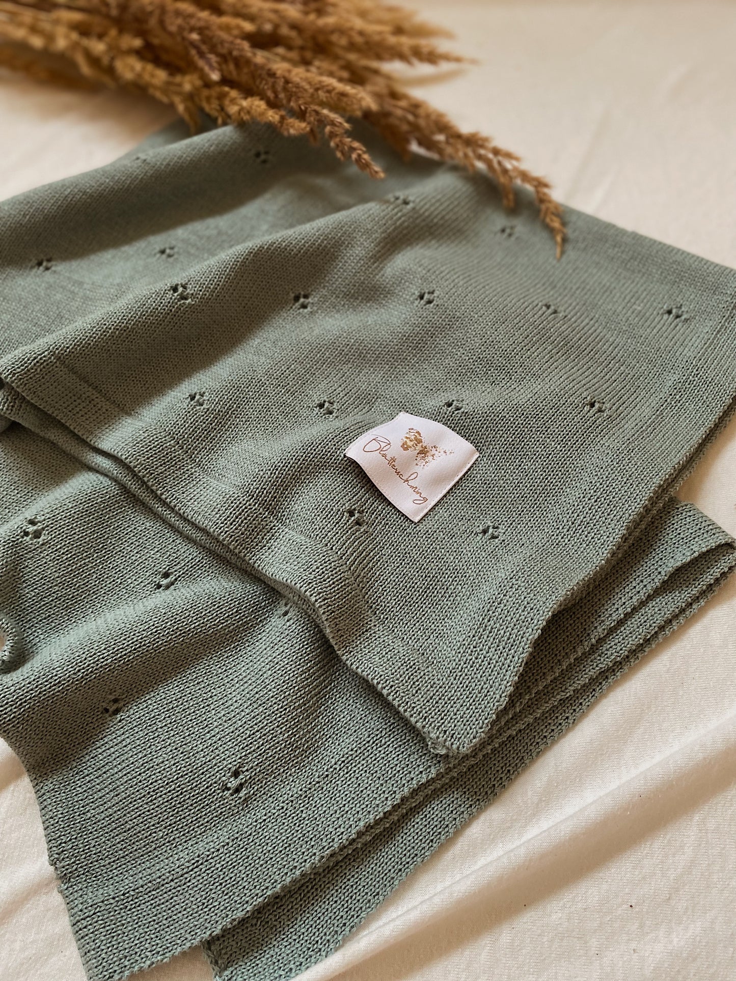 Babydecke Merinwolle "Salbei"