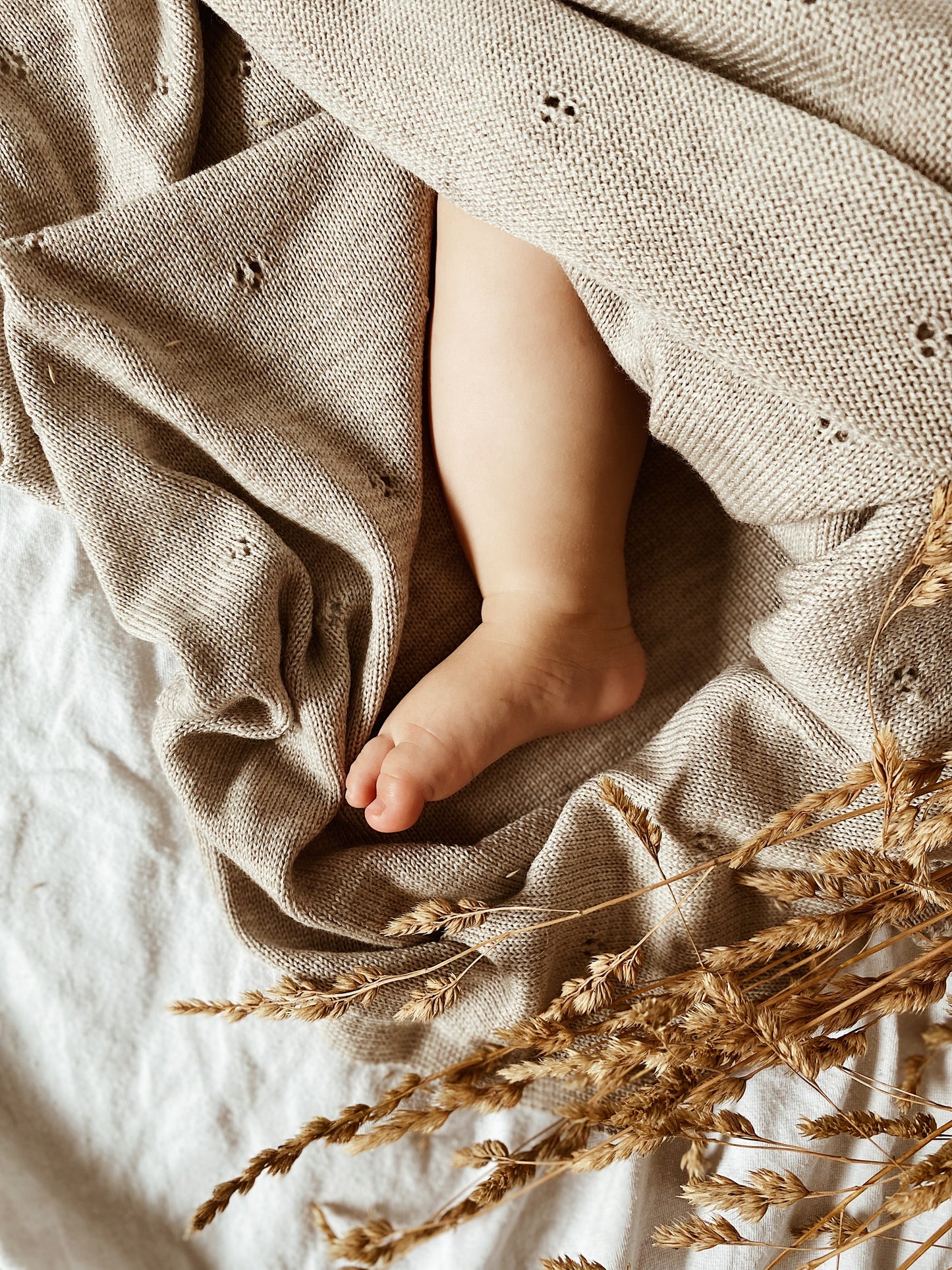 Babydecke Merinowolle "Sand"