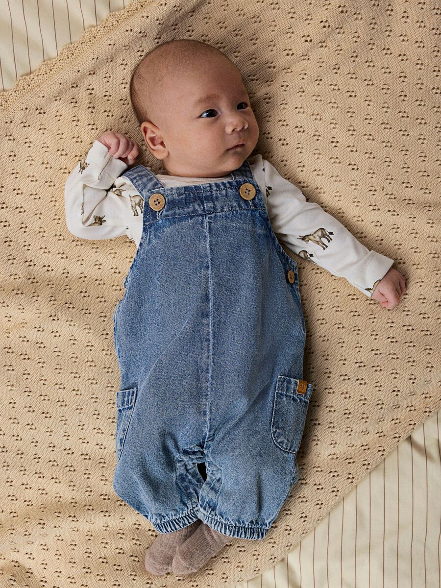 Lil' Atelier Baby-Body mit niedlichem Esel-Muster - aus Bio-Baumwolle und TENCEL™ Lyocell in Größen 62-86