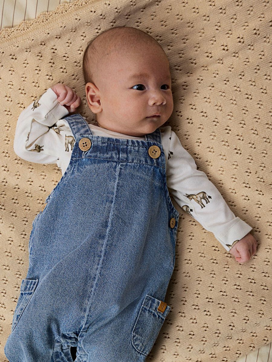 Lil' Atelier Langarmbody Esel - weicher Jersey-Body mit Druckknopfverschluss und Rundhalsausschnitt