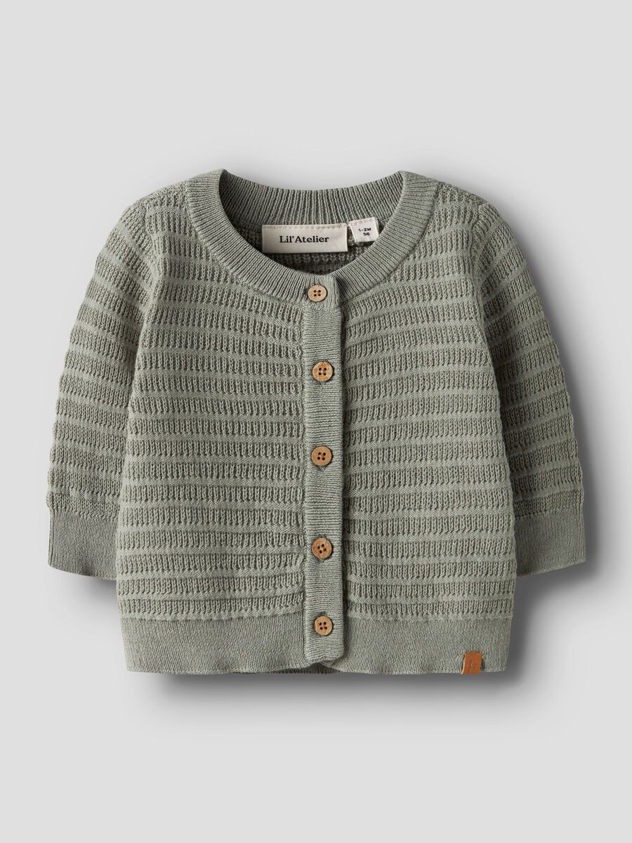 Strickjacke Lil' Atelier für Baby in Beige, Vorderansicht