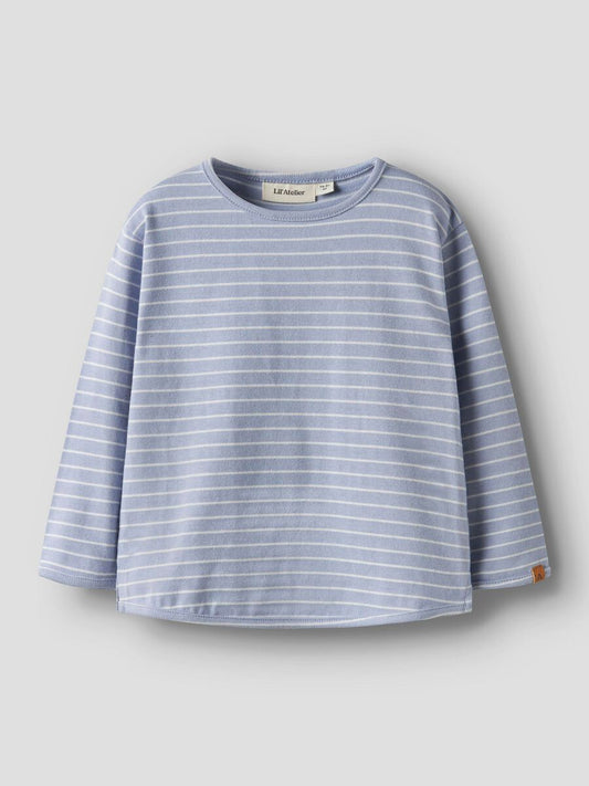 Lil' Atelier Baby Langarmshirt in Zen Blue - weiches Jersey Oberteil mit Rundhalsausschnitt, 97% Bio-Baumwolle mit Elasthan, Loose Fit für Bewegungsfreiheit