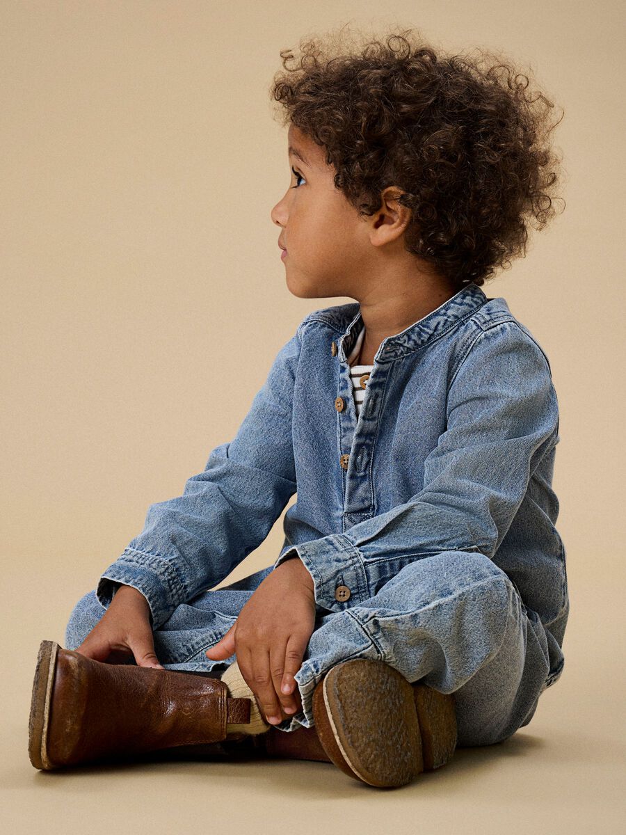 Lil' Atelier Baggy Jeans für Kinder - robuste Denim-Hose mit Used-Look und Druckknopfverschluss