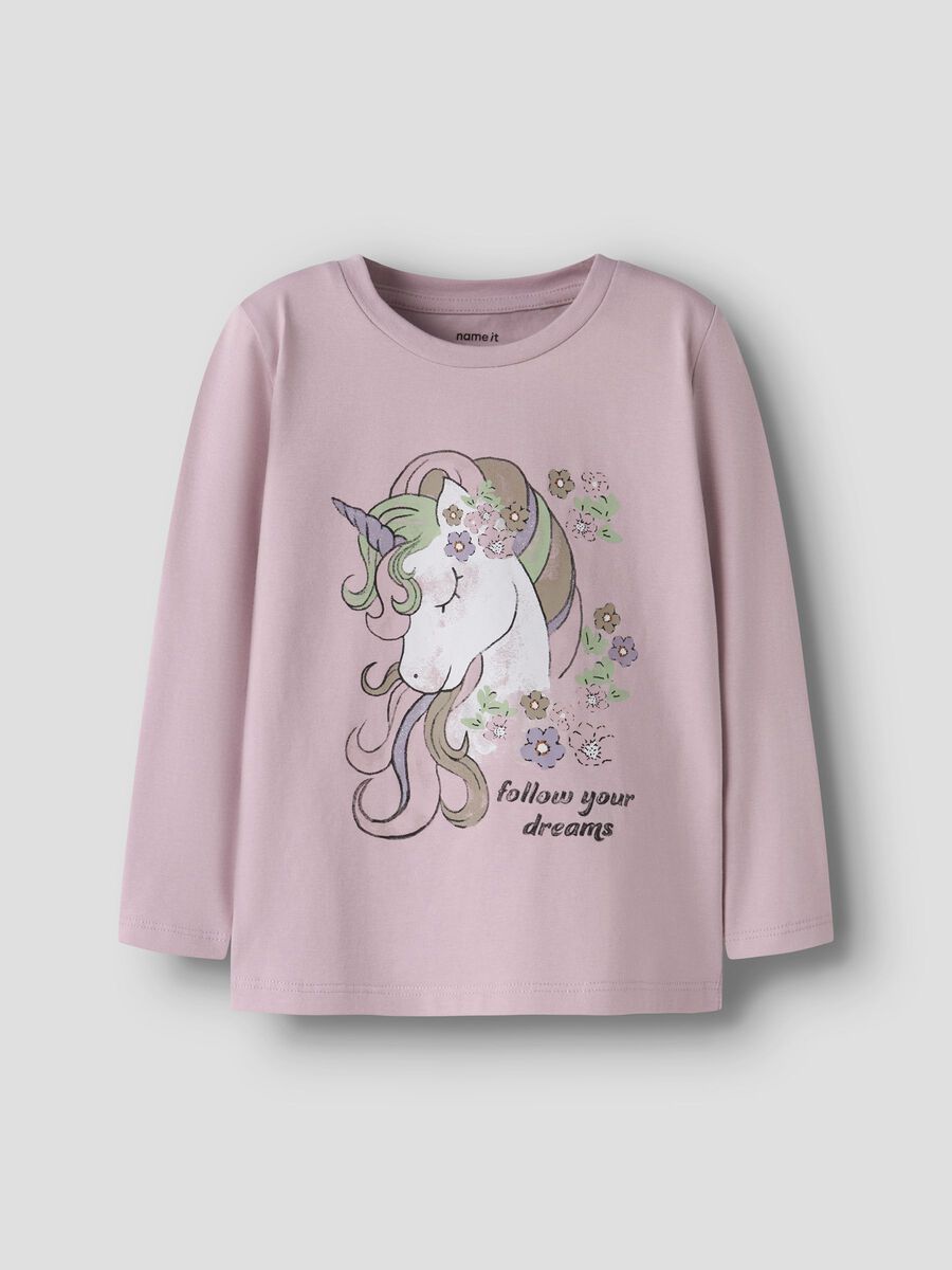 Bio-Baumwoll-Langarmshirt Name It für Kinder, Vorderansicht