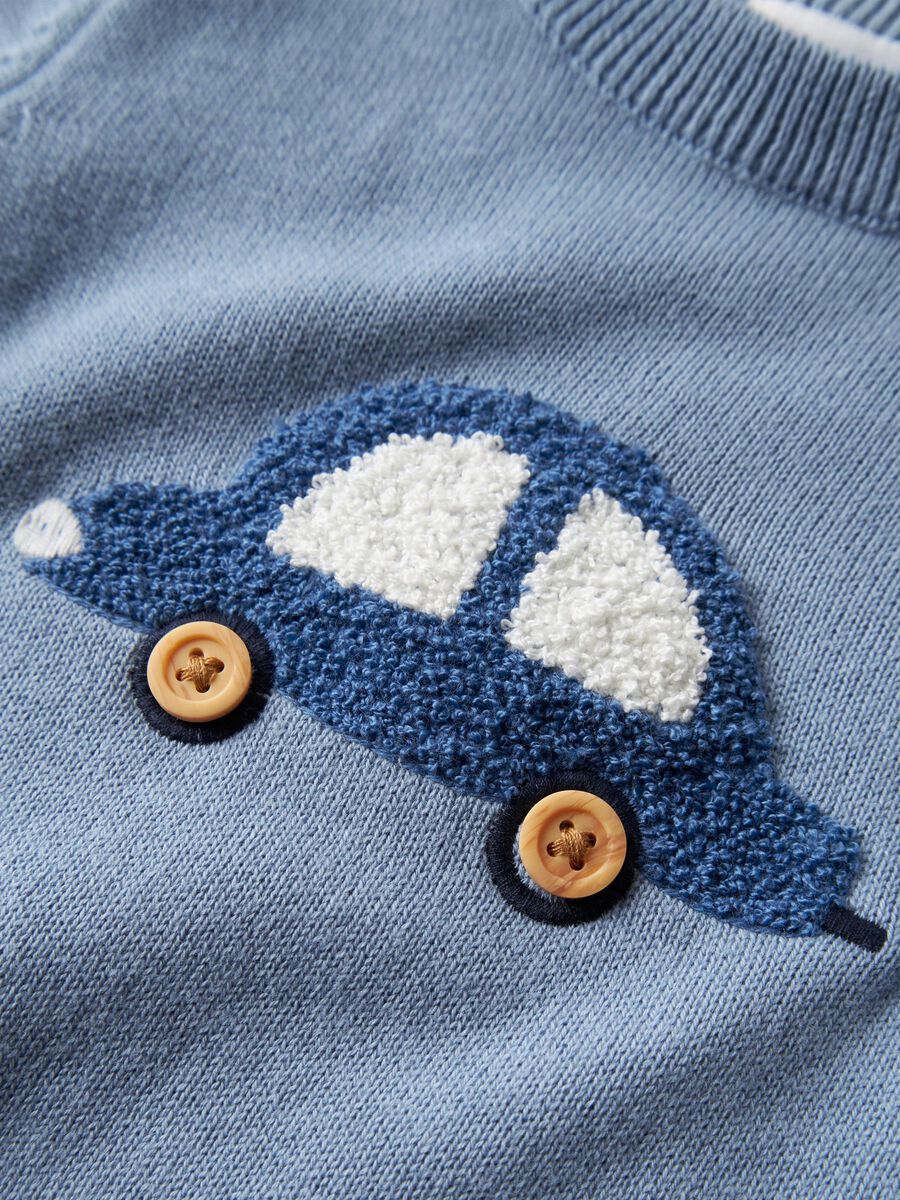 Blauer dünner Strickpullover mit Automotiv aus 100% Bio-Baumwolle von Name It - Detailansicht