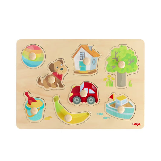 Greifpuzzle Erste Wörter, 8-teiliges Holzpuzzle, ab 12 Monaten