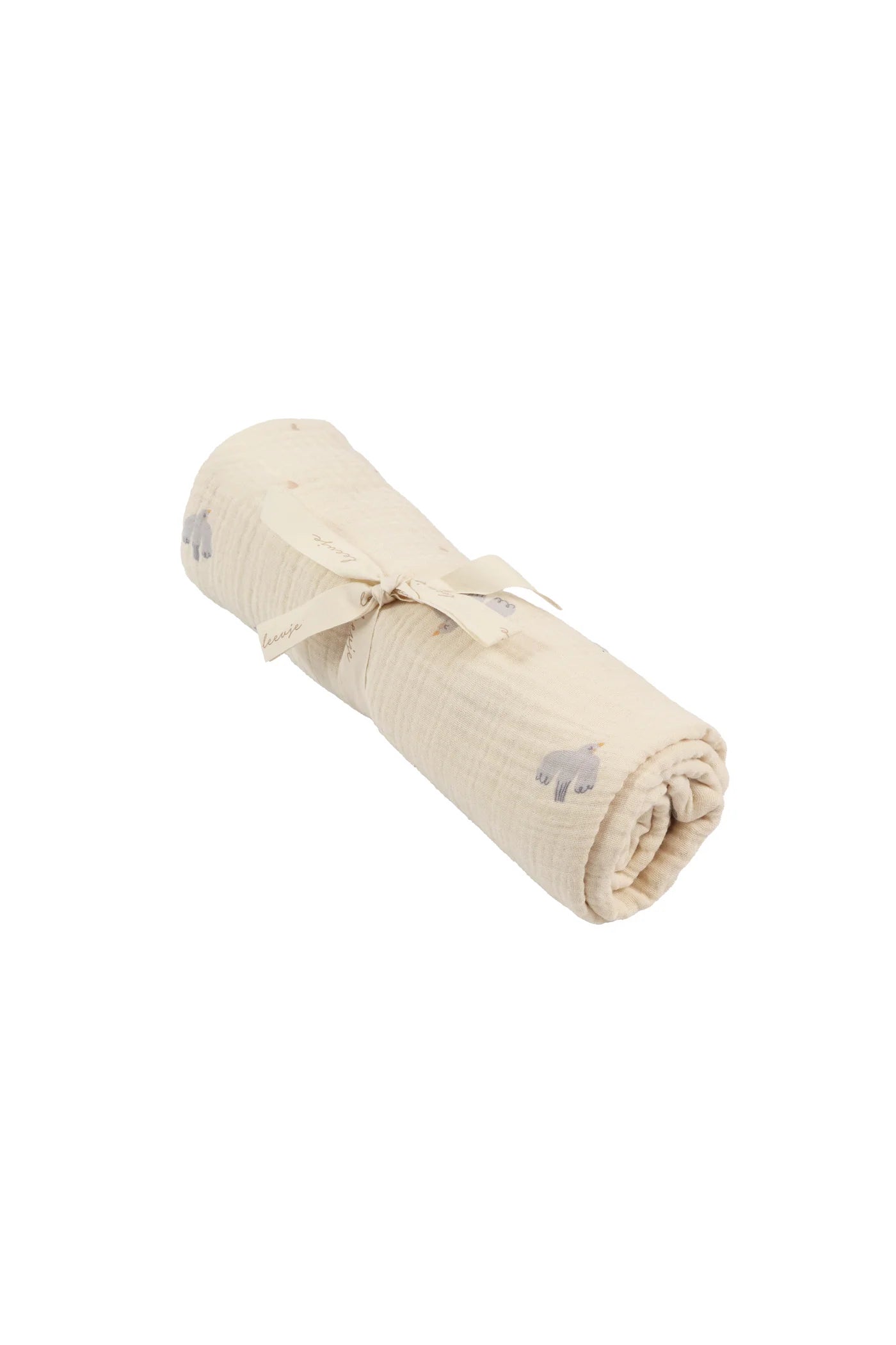 großes musselintuch 120 mal 120cm groß aus 100% bio-baumwolle von leevje mit vögelmotiven - vorderansicht