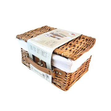 Teeservice aus Blech - Wald im Weidekorb
