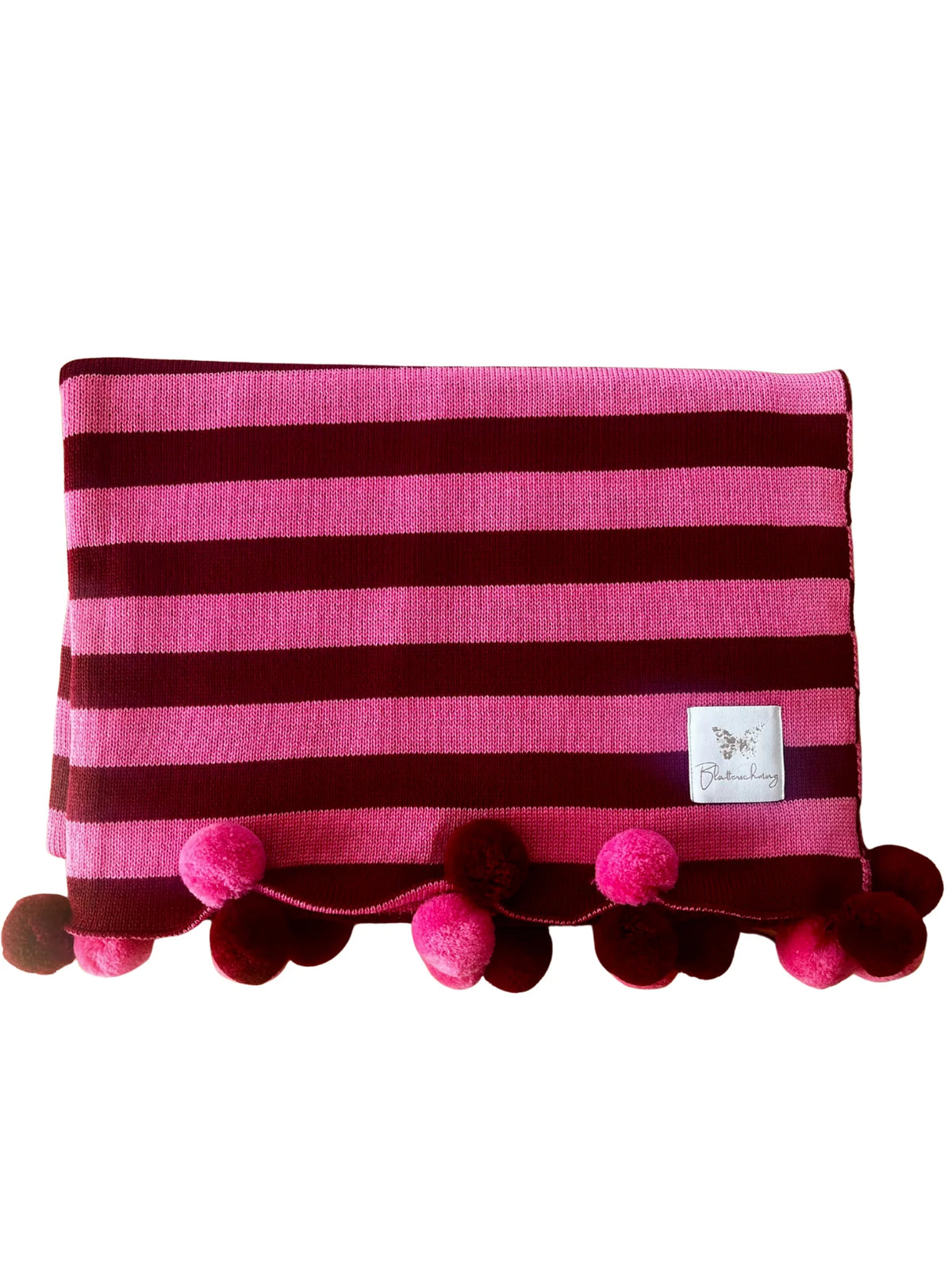 Babydecke aus Merinowolle - Pink/Weinrot