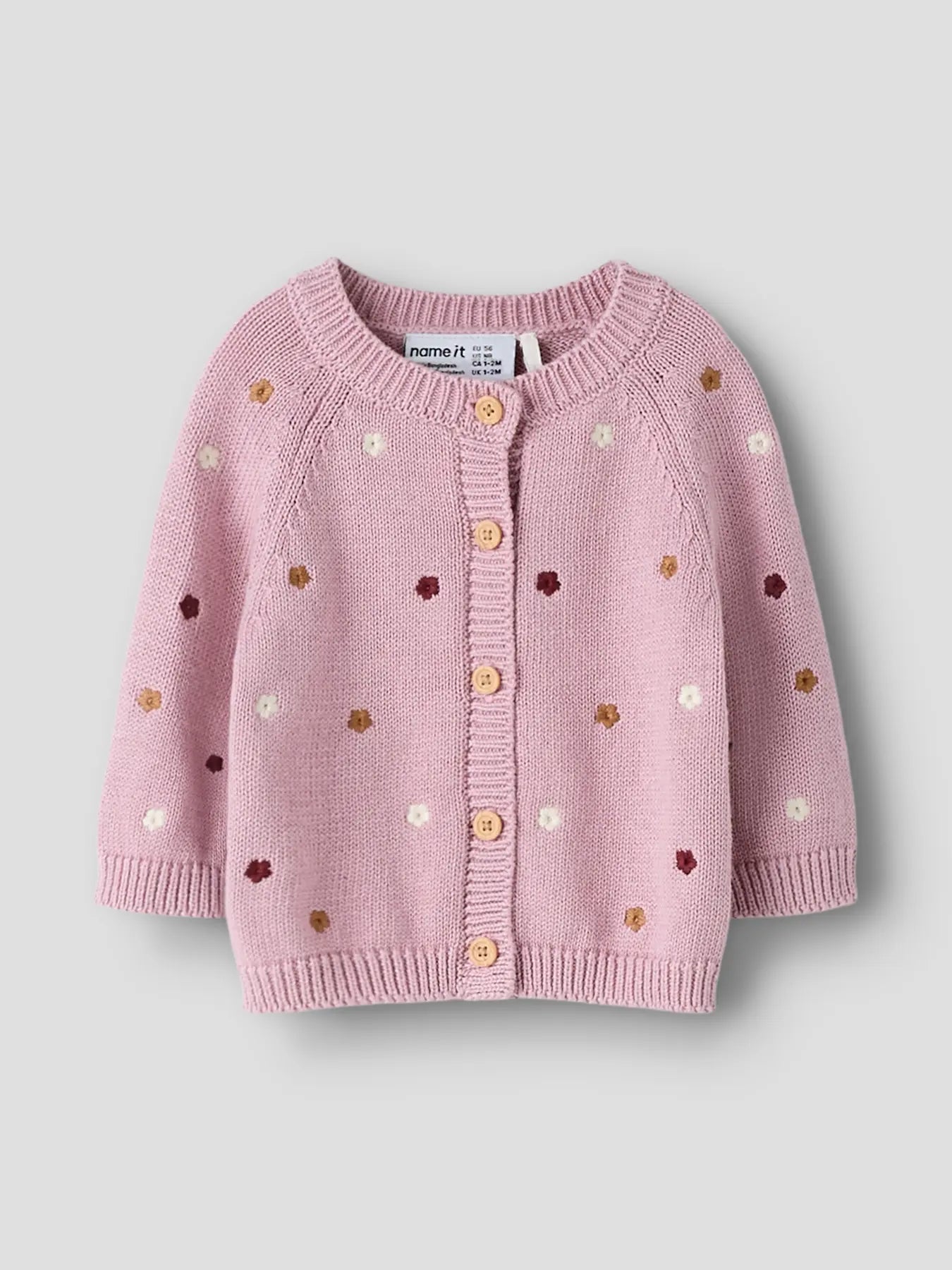 Name It Baby Strickjacke aus Bio-Baumwolle mit Knopfverschluss und Rundhalsausschnitt in Größen 56-86