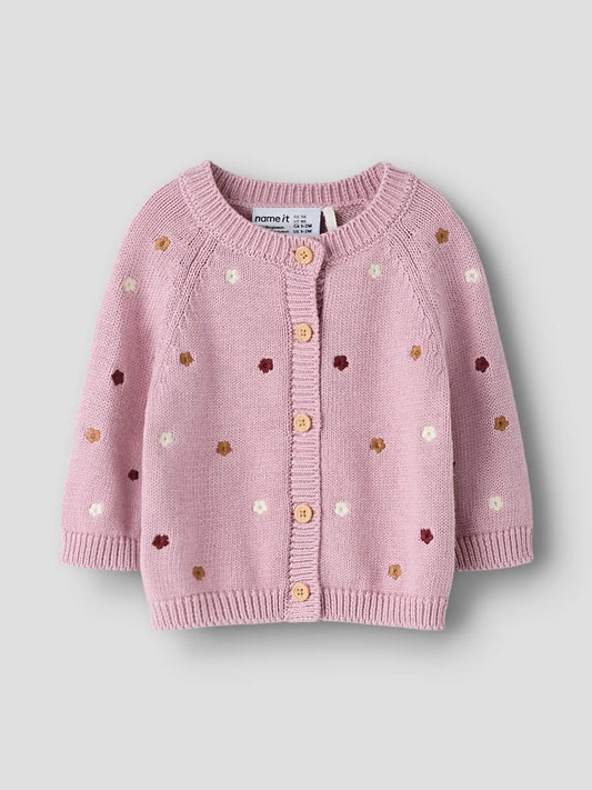Name It Baby Strickjacke aus Bio-Baumwolle mit Knopfverschluss und Rundhalsausschnitt in Größen 56-86