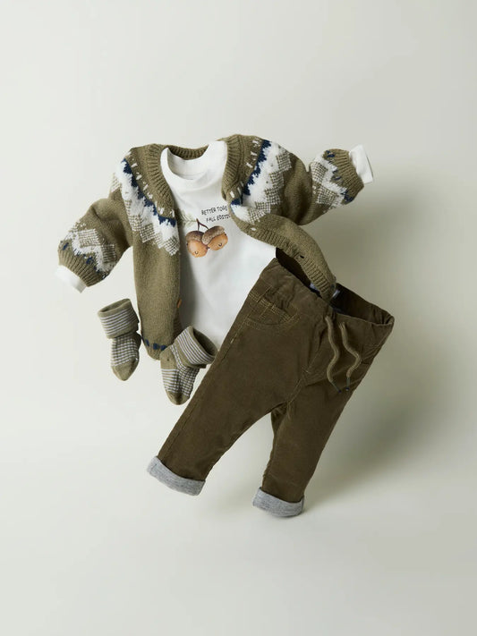 grüne stoffhose für babys mit elastischem hosenbund aus baumwolle