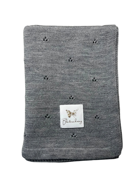 Babydecke Merinowolle "Grau"