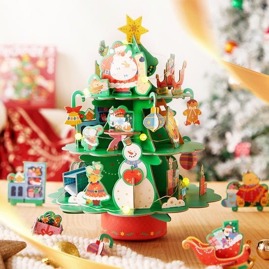 Rotierendes 3D Weihnachtspuzzle mit Spieluhr