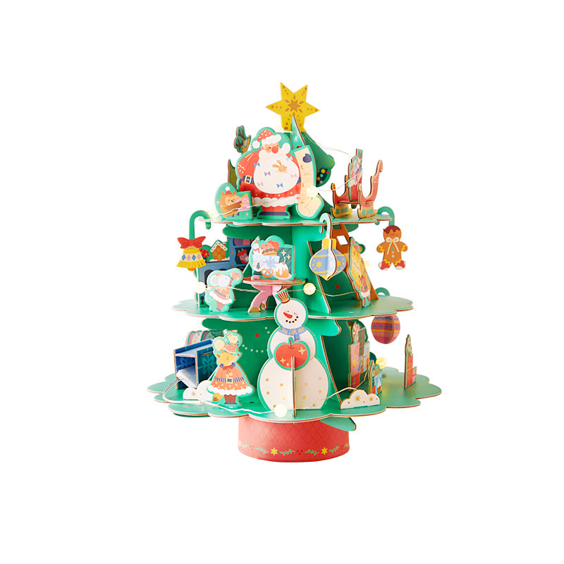 Rotierendes 3D Weihnachtspuzzle mit Spieluhr