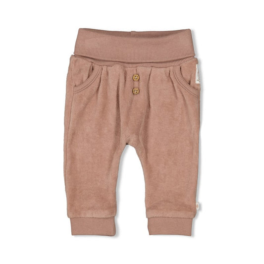 hose aus frotteestoff mit hosentaschen und umklappbarem hosenbund für babys von feetje - vorderansicht