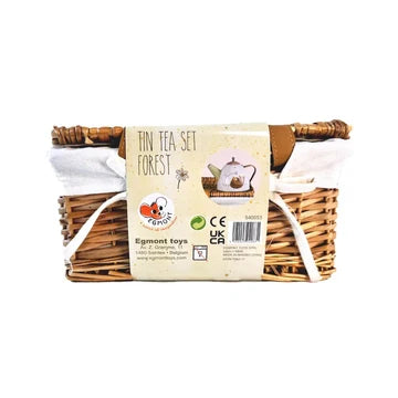 Teeservice aus Blech - Wald im Weidekorb