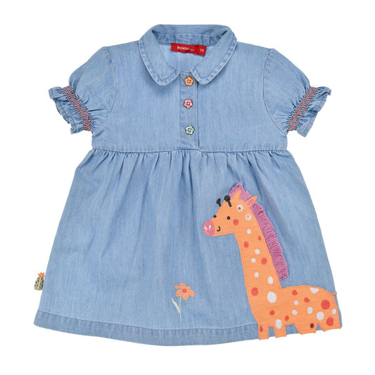 babymode kindermode babykleidung kinderkleidung blaues sommerkleid mit giraffe fuer kinder bondi