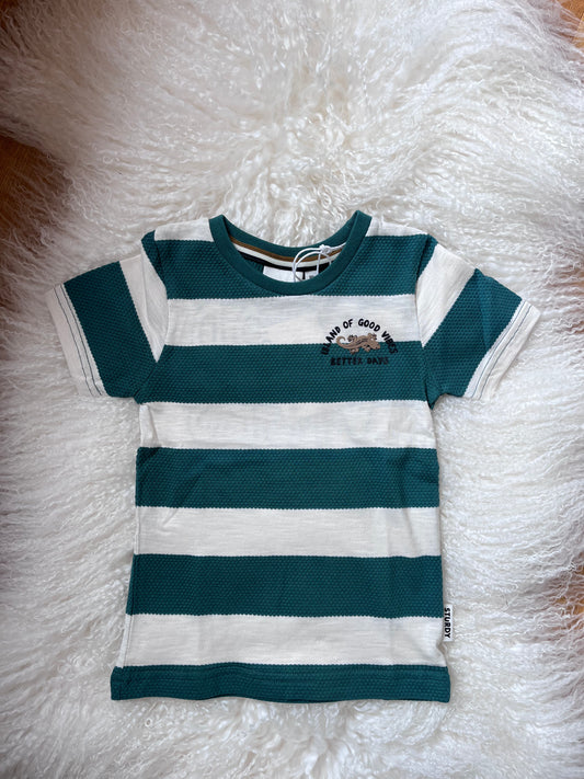 babymode kindermode babykleidung kinderkleidung gestreiftes gruenes shirt von hust&claire