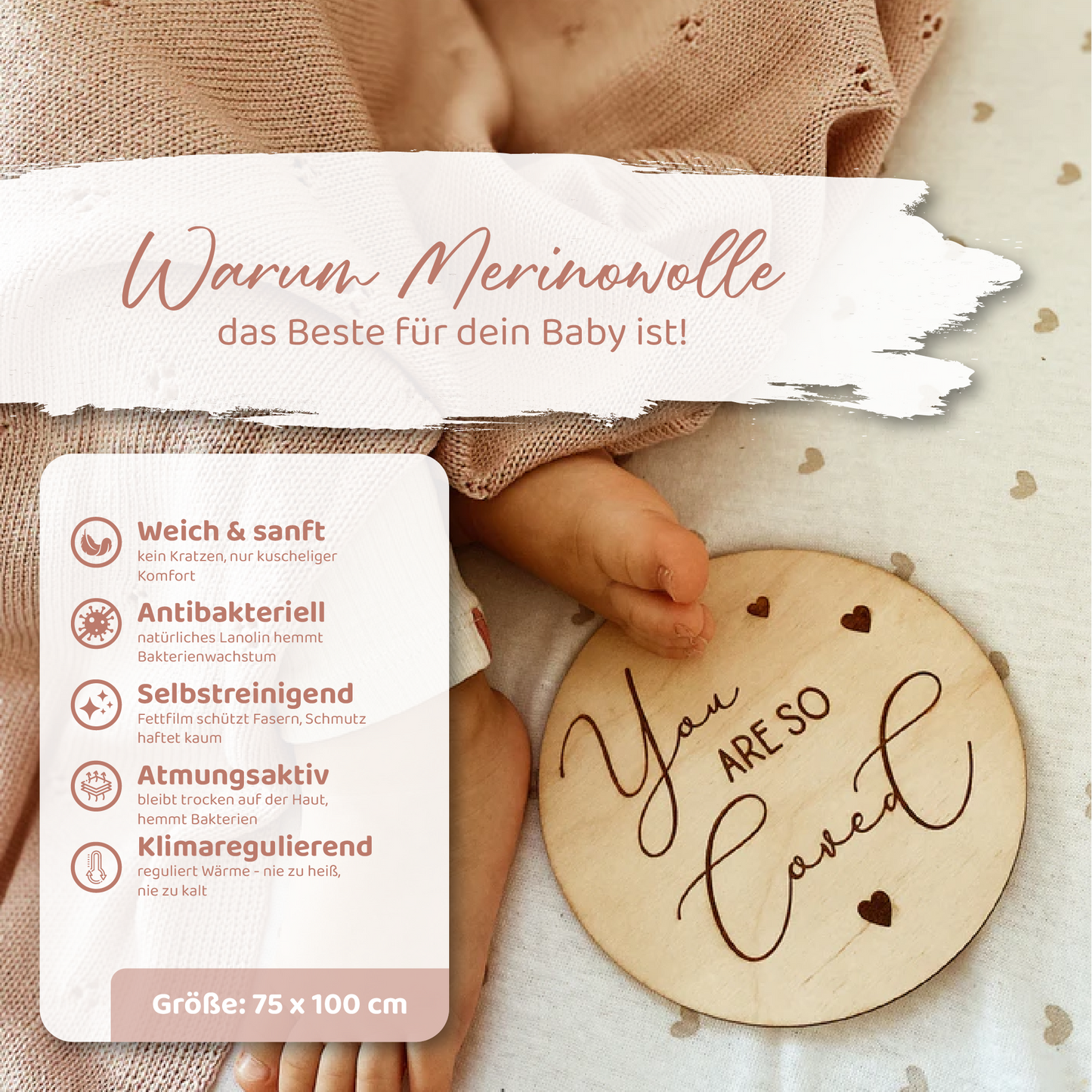 Babydecke Merinowolle "Creme"