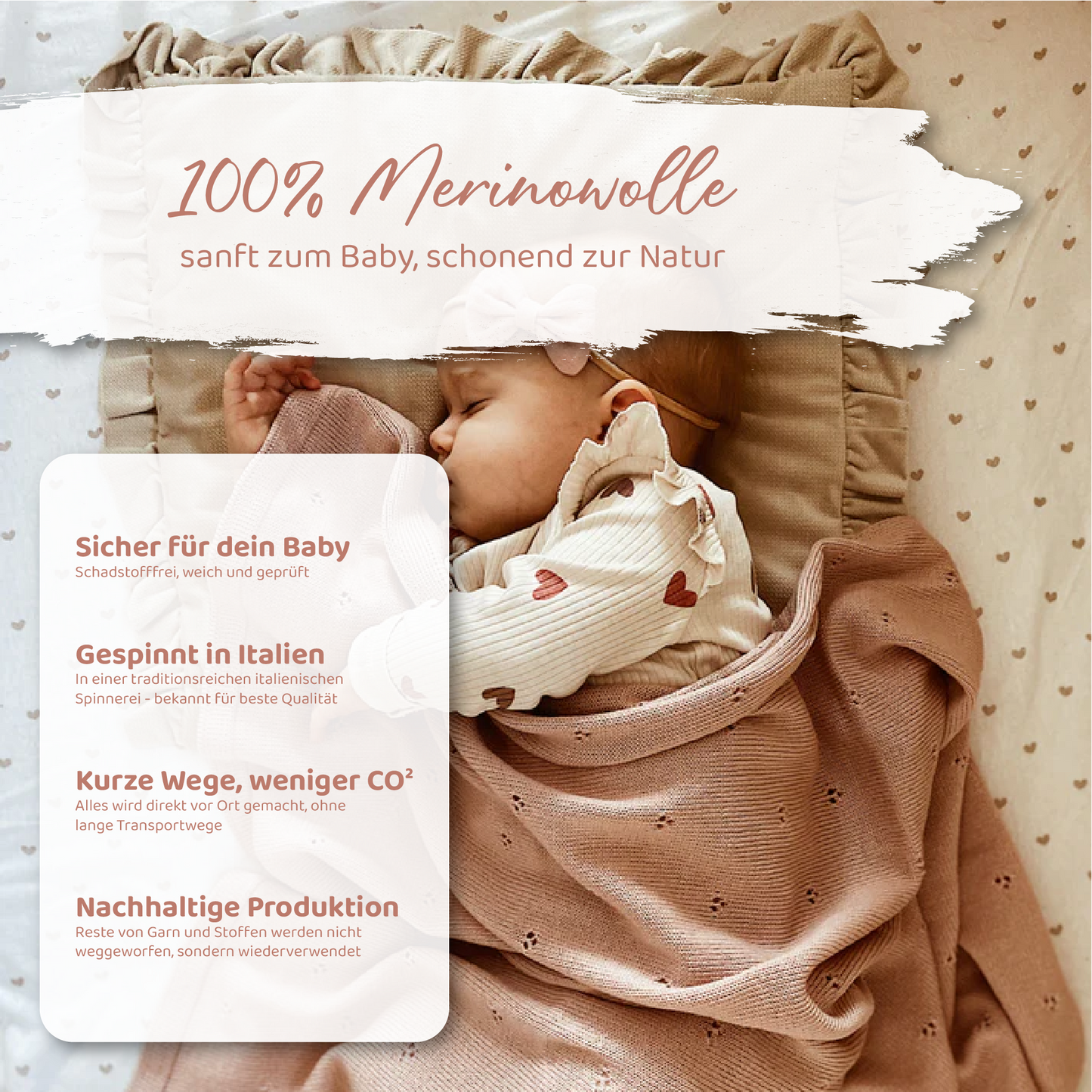 Babydecke Merinwolle "Rose"